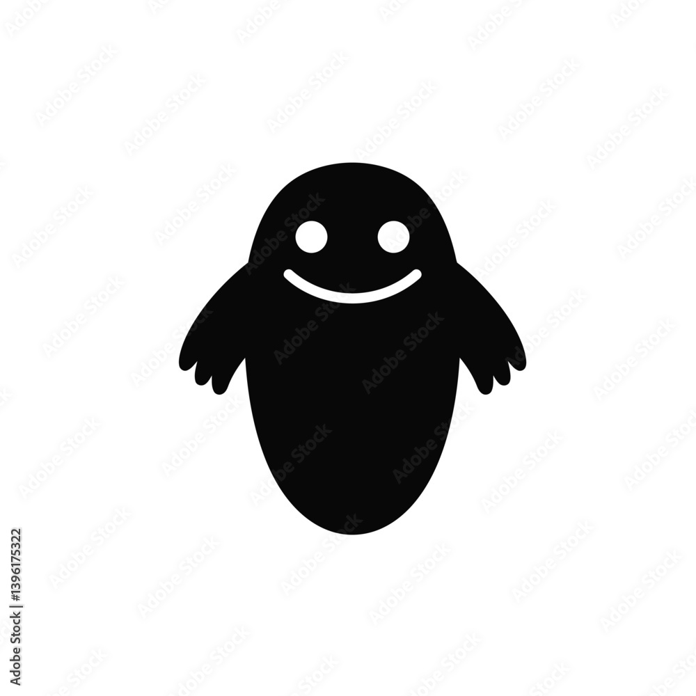 Obraz premium Cheerful Halloween Ghost Silhouette Vector Illustration Isolated On White Background