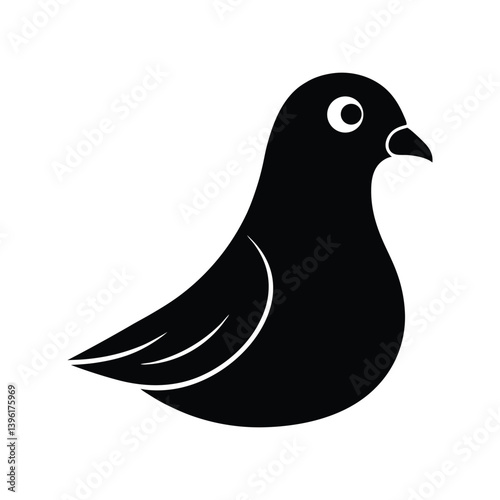 Dove Head Silhouette on White Background