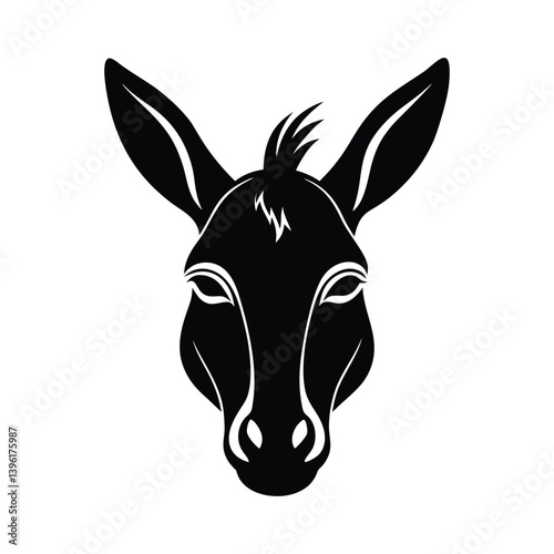 Donkey Head Silhouette on White Background