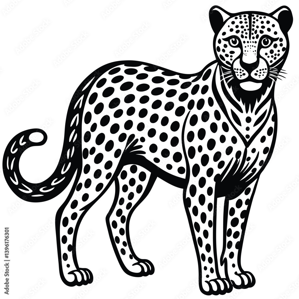 Majestic wild leopard vector illustration depicts a spotted feline predator Majestic wild leopard vector illustration depicts a spotted feline predator