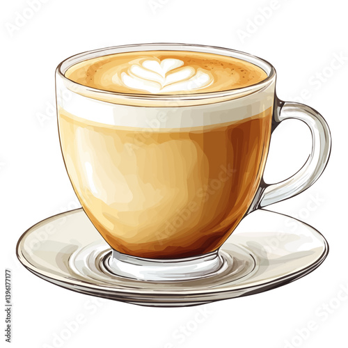 Macchiato, watercolor illustration, isolated on a white background.


