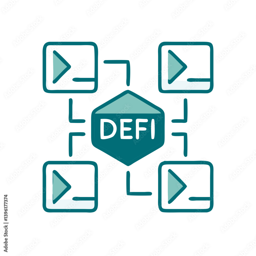DeFi icon representing decentralized finance network connections DeFi icon representing decentralized finance network connections