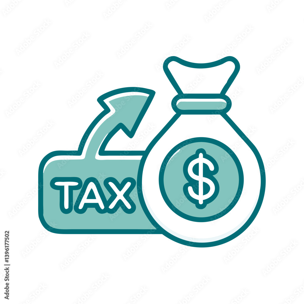 Tax Refund Icon with Money Bag and Arrow Background Tax Refund Icon with Money Bag and Arrow Background