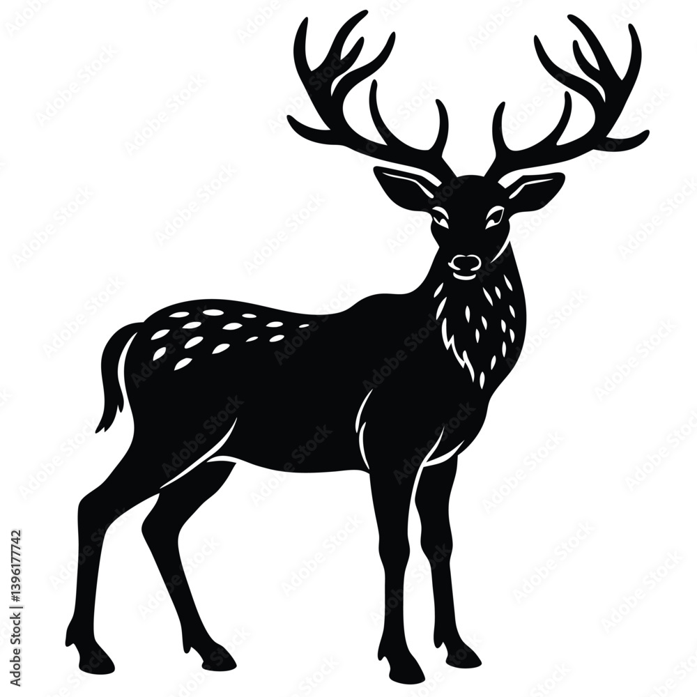 Fototapeta premium Wild deer silhouette vector illustration mammal