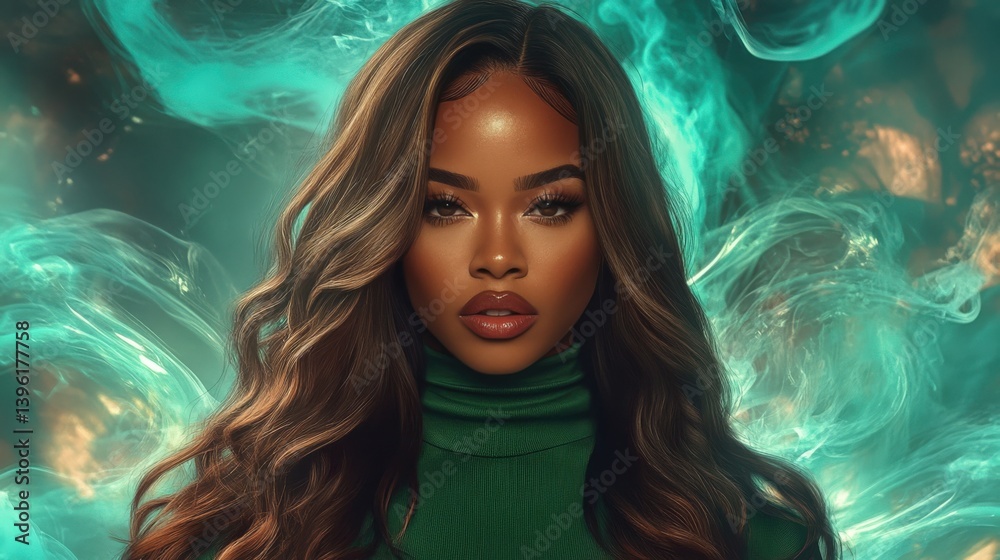 Enchanting Portrait of a Woman with Ethereal Background Effects