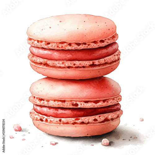 Macarons, watercolor vector, isolated on a white background.