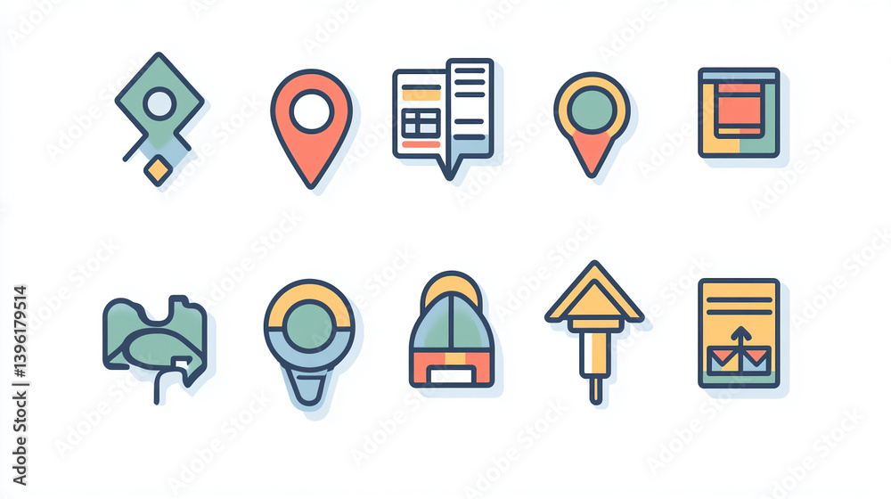 Vector location map pin pointer navigation travel destination gps route marker icon set design elements Vector location map pin pointer navigation travel destination gps route marker icon set design elements