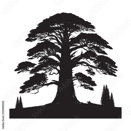Redwood Tree Vector Silhouette, Majestic Evergreen Tree Outline, Nature-Inspired Clipart for Wall Art, Logos, Stickers, Apparel, Digital Prints, Crafts, Posters, and Home Decor.