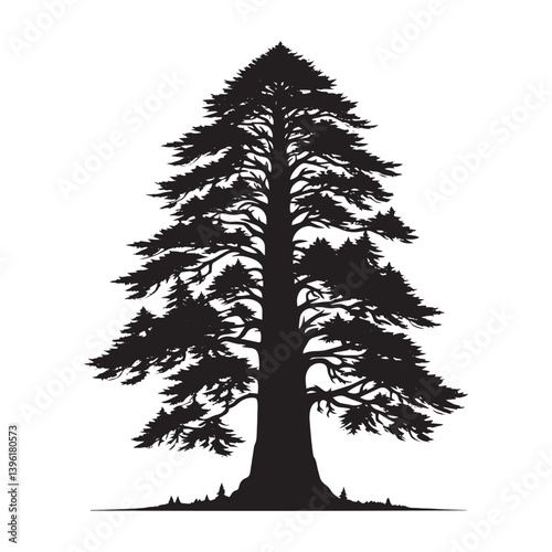 Redwood Tree Vector Silhouette, Majestic Evergreen Tree Outline, Nature-Inspired Clipart for Wall Art, Logos, Stickers, Apparel, Digital Prints, Crafts, Posters, and Home Decor.