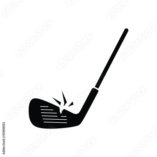 Broken Golf Club Silhouette Illustration Sports Equipment Failure Graphic Icon Element