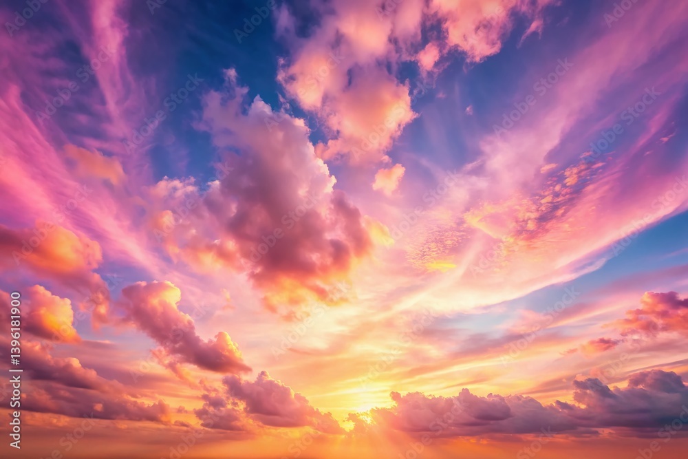 Minimalist Pink Sunset Panorama: Soft Cloudscape Background Minimalist Pink Sunset Panorama: Soft Cloudscape Background