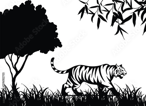 Tiger Silhouette in Jungle
