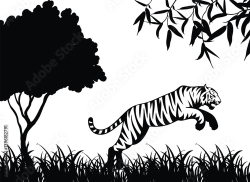 Tiger Silhouette in Jungle