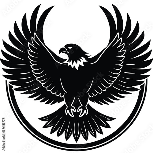 Black eagle silhouette vector illustration features tribal wing design