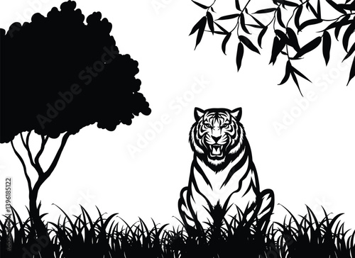 Tiger Silhouette in Jungle