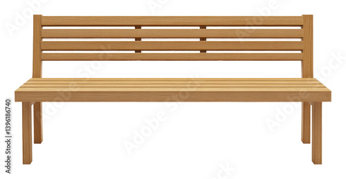 Wooden bench with slatted backrest isolated on transparent background