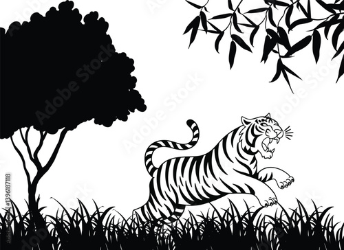 Tiger Silhouette in Jungle