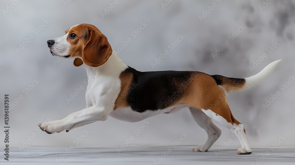 Dynamic Dash: A Beagle's Graceful Sprint Against a Softened Backdrop, Where Canine Energy Meets the Joy of Boundless Motion Dynamic Dash: A Beagle's Graceful Sprint Against a Softened Backdrop, Where Canine Energy Meets the Joy of Boundless Motion