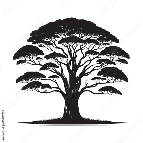 Poplar Tree Vector Silhouette, Elegant Tree Outline, Nature-Inspired Clipart for Wall Art, Logos, Stickers, Apparel, Digital Prints, Crafts, Posters, and Home Decor.