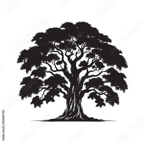 Poplar Tree Vector Silhouette, Elegant Tree Outline, Nature-Inspired Clipart for Wall Art, Logos, Stickers, Apparel, Digital Prints, Crafts, Posters, and Home Decor.