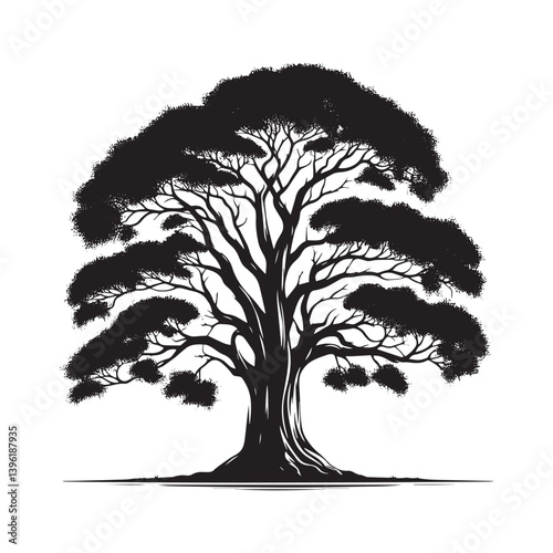 Poplar Tree Vector Silhouette, Elegant Tree Outline, Nature-Inspired Clipart for Wall Art, Logos, Stickers, Apparel, Digital Prints, Crafts, Posters, and Home Decor.