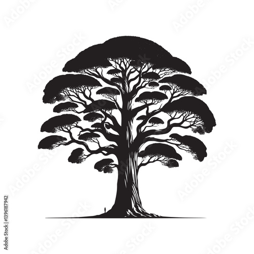 Poplar Tree Vector Silhouette, Elegant Tree Outline, Nature-Inspired Clipart for Wall Art, Logos, Stickers, Apparel, Digital Prints, Crafts, Posters, and Home Decor.