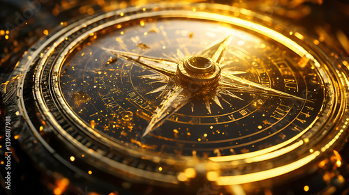 Wallpaper Mural Glowing golden celestial compass intricate design. Dimensional Runes. Illustration Torontodigital.ca