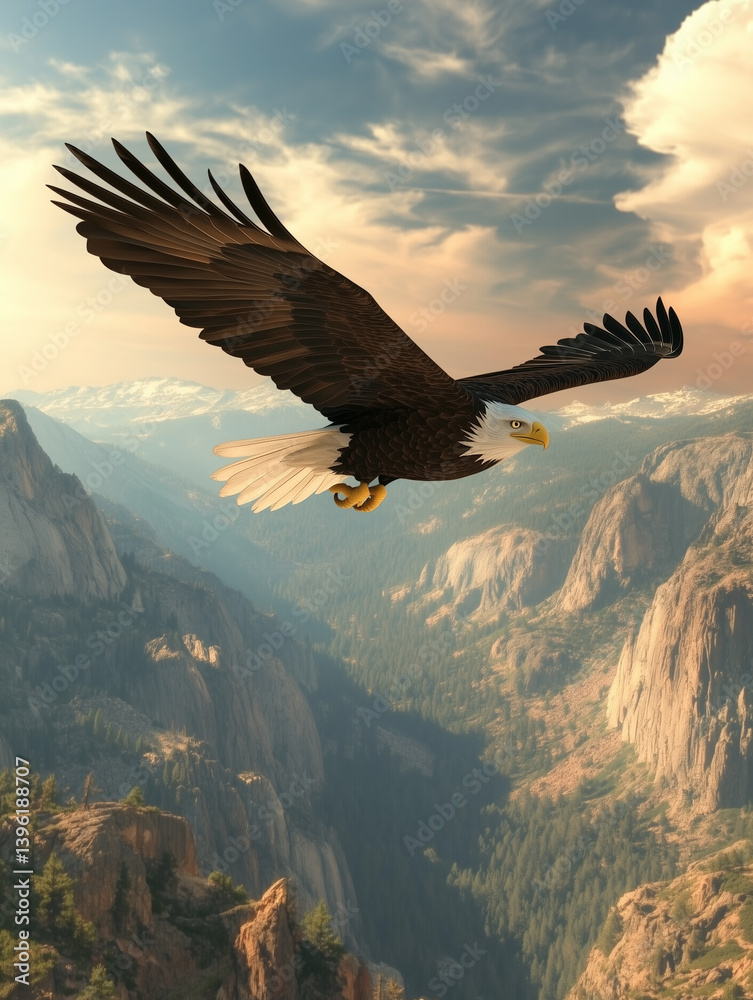 custom made wallpaper toronto digitalMajestic bald eagle soaring over yosemite national park valley at sunset