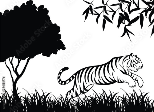 Tiger Silhouette in Jungle