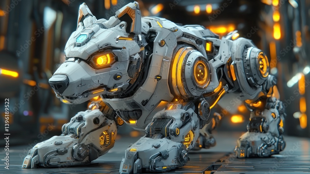 Fototapeta premium Futuristic robotic dog in a sci-fi setting