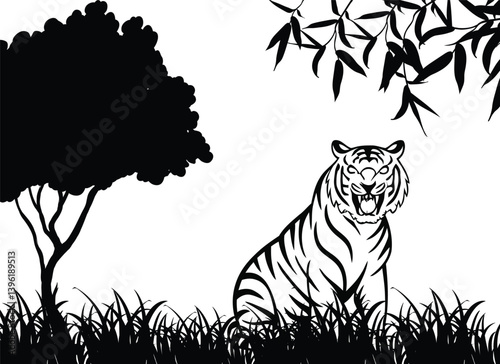 Tiger Silhouette in Jungle