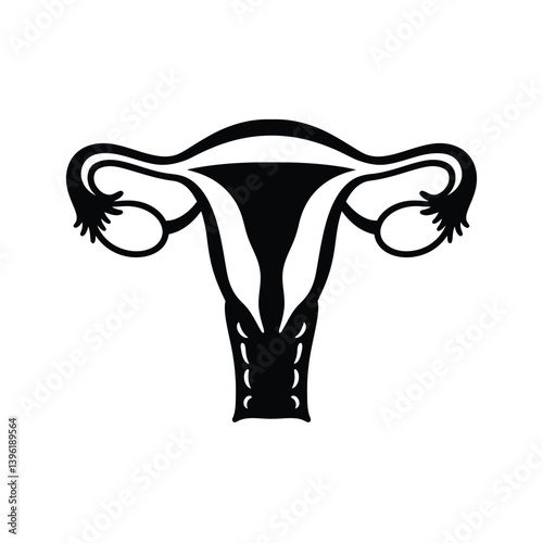 Female Reproductive System Anatomy Illustration Monochrome Silhouette Medical Diagram Simplified Design