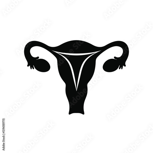 Black Uterus Silhouette Detailed Anatomy Vector Graphic Medical Illustration