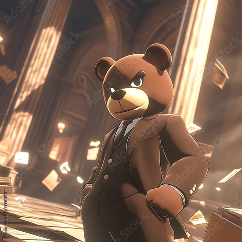 Bear in Suit, Library Scene