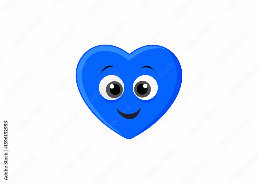 Fototapeta premium Blue Heart Emoji 3D Render Cartoonish Style Graphic