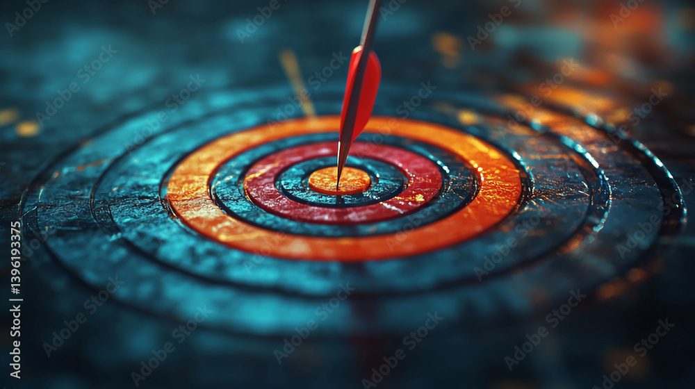 Arrow hitting target bullseye achieving success and accuracy in business and sports concept design Arrow hitting target bullseye achieving success and accuracy in business and sports concept design