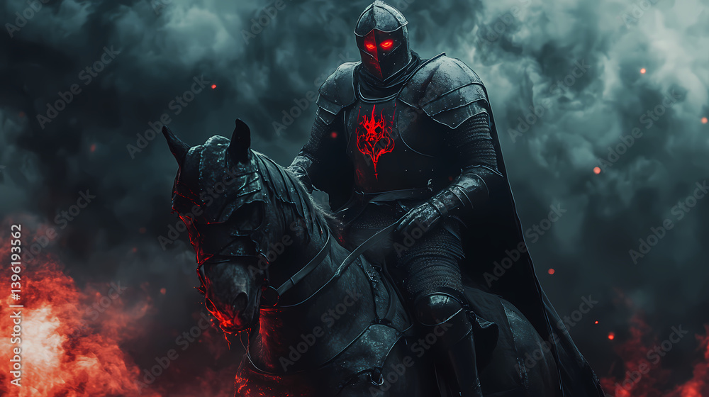 Fototapeta premium otherworldly dark knight astride