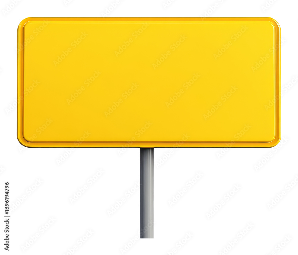Blank yellow rectangular street sign on transparent background Blank yellow rectangular street sign on transparent background