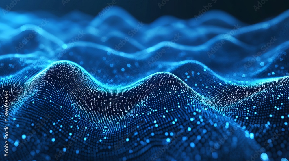 Fototapeta premium Abstract blue wave background digital technology network connection concept modern futuristic design
