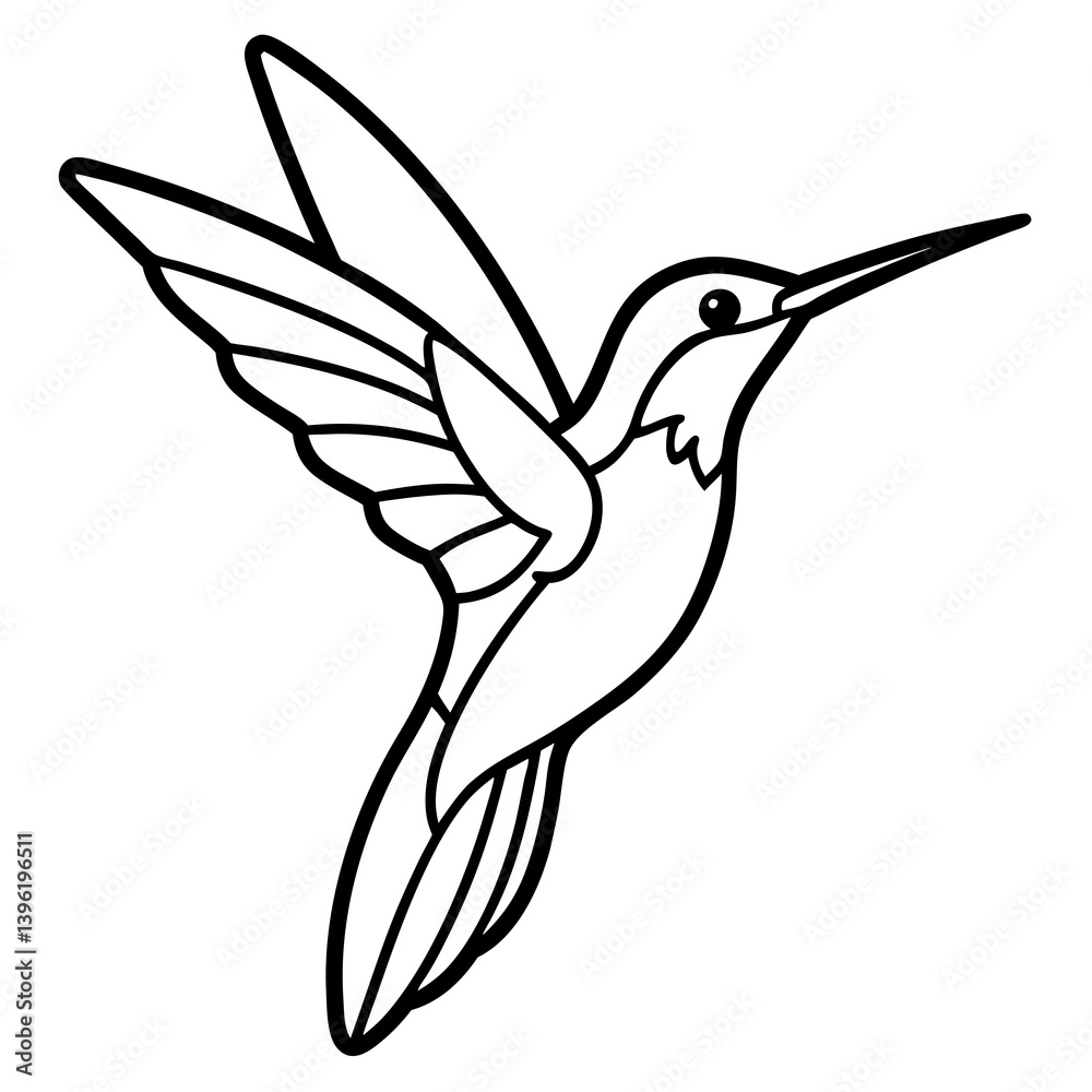 Minimal Hummingbird Vector Illustration on White Background Minimal Hummingbird Vector Illustration on White Background