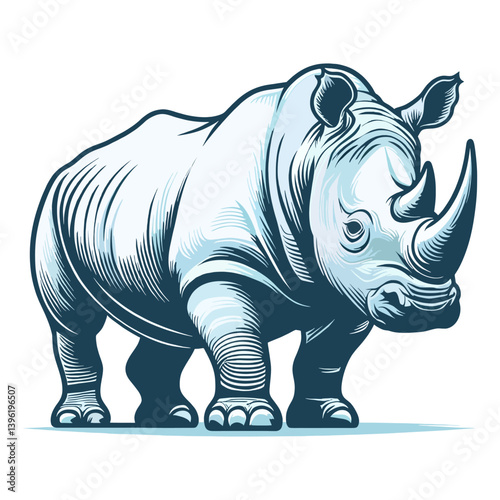 Bold Blue Rhino – Powerful Wildlife Illustration