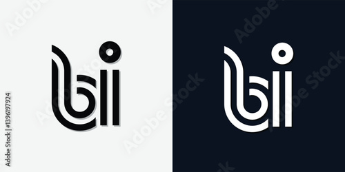 Modern Abstract Initial letter BI logo.