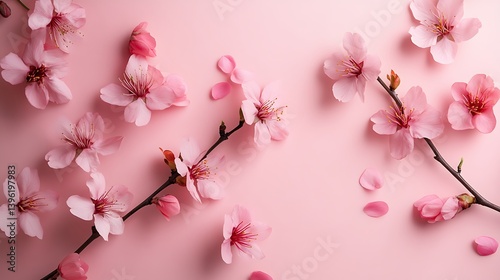 Spring Blossoms on Pink Background