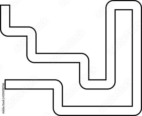 Square path outline with rounded turns creating a structured labyrinth of sequential wave shapes.