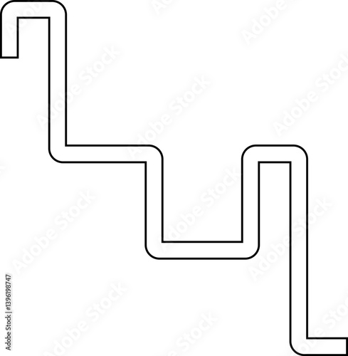 Extended maze path design with square line turns and a structured flow of modular geometric contours with rounded corners.