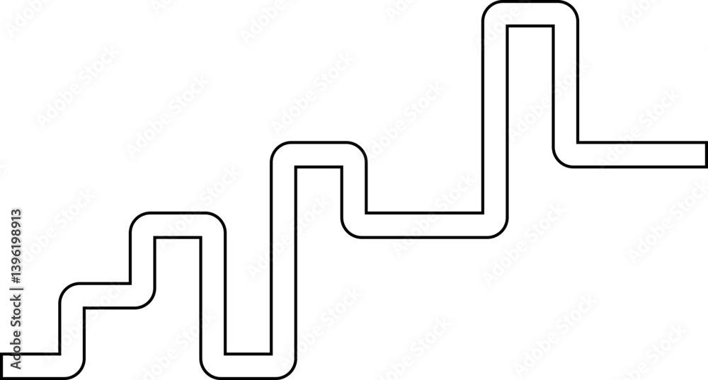 Geometric pattern composed of maze-like square waves in a continuous rounded outline. Geometric pattern composed of maze-like square waves in a continuous rounded outline.