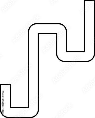 Symmetrical layout of square patterns shaped into continuous waves with angular turns.