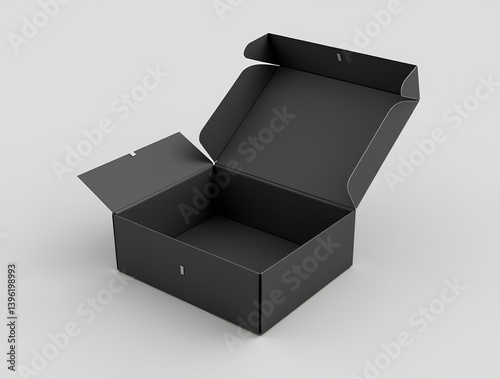 Black product box template. Opened and closed box mockup , objet, cube, carré, affaires, designe, gris, meute, 