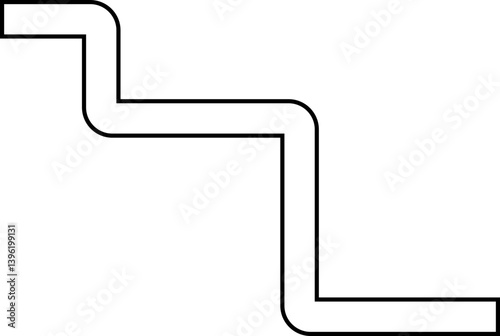 Diagonal squared wave formation with layered paths creating a complex maze-like grid.