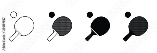 table tennis racket and ball silhouette vector illustration